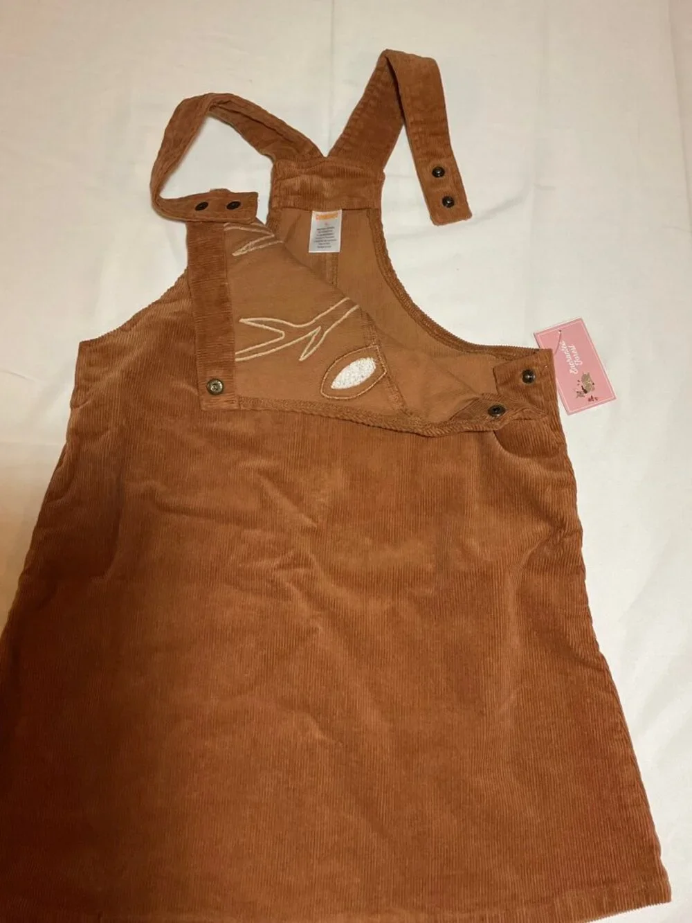 Gymboree Girls Brown Corduroy Overall Jumper Dress Embroidered Deer NWT